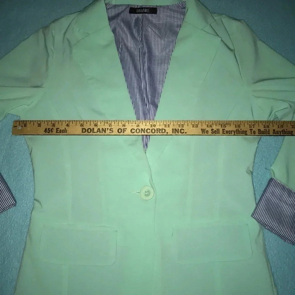 COCOLOVE blazer mint with navy striped cuffs fully lined 2 pockets NEW size S - Picture 8 of 11